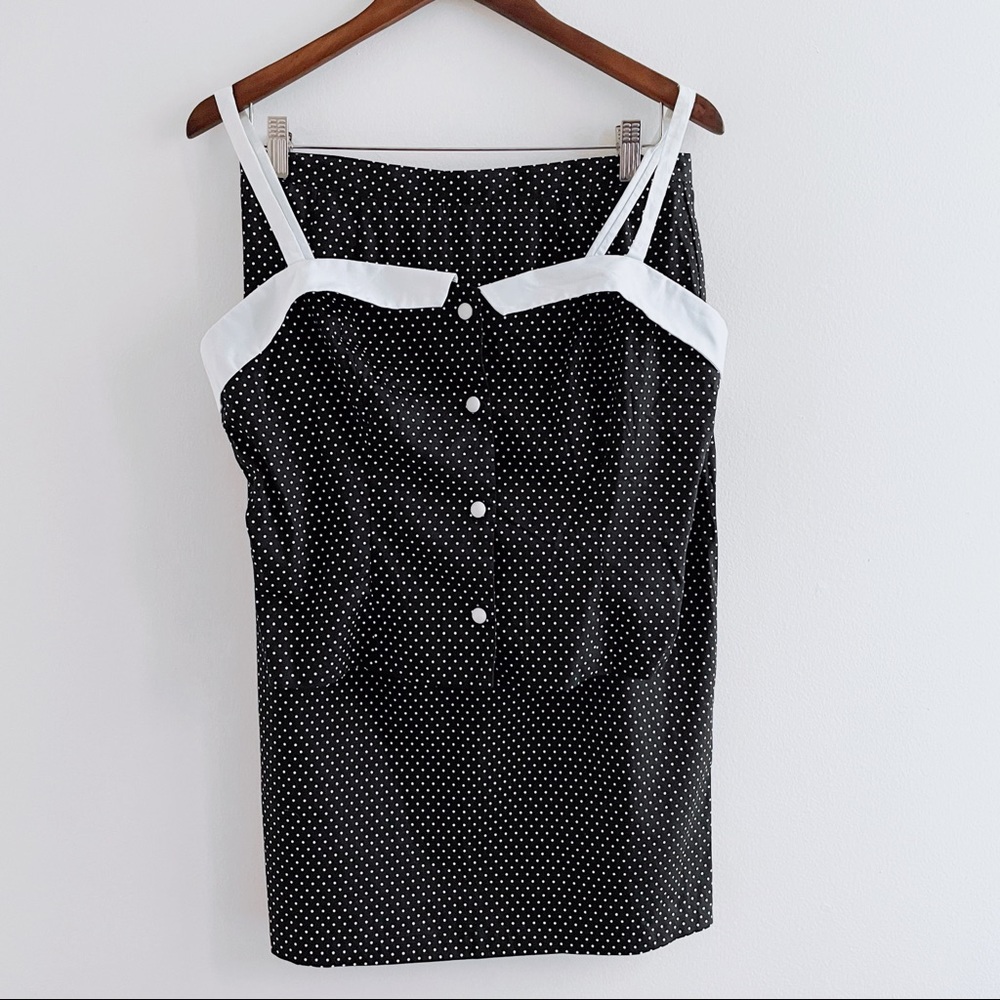 Stop Staring Black and White Polka Dot Retro Pinup Pencil Skirt Crop Top Set XL
